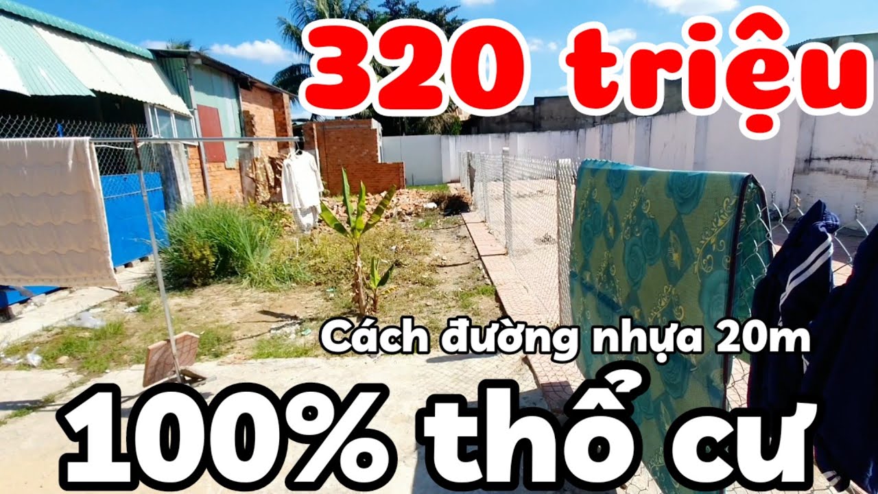 Bán đất 6x22 100% thổ cư giá 320 triệu sổ hồng riêng cách đường nhựa 20m Phước Thạnh Gò Dầu Tây Ninh