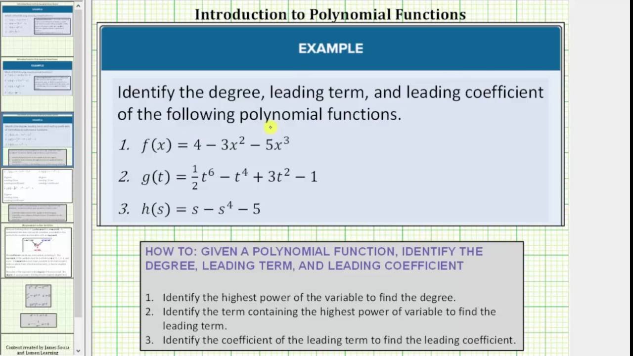 Degree And Terms Of Polynomials Chart