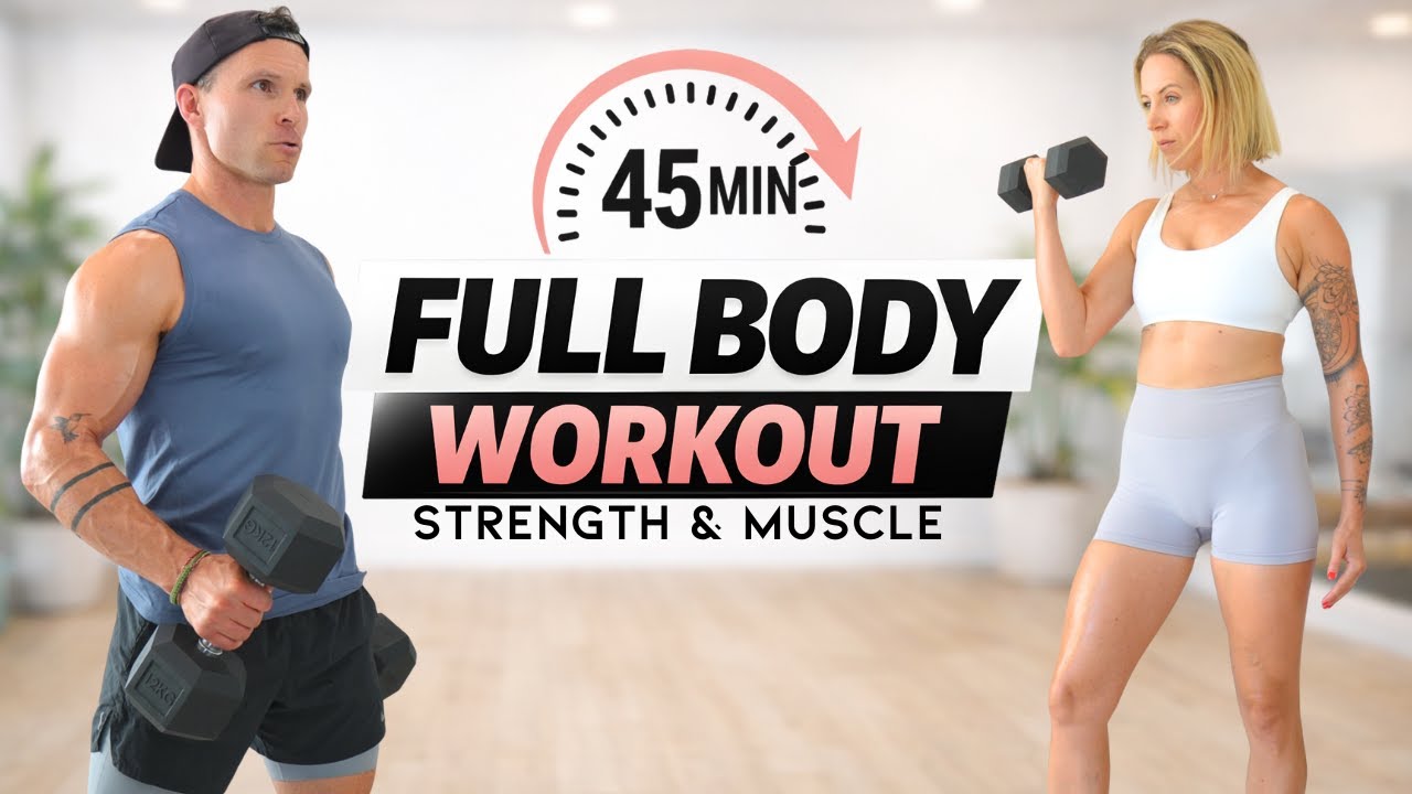 45 Min FULL BODY WORKOUT with DUMBBELLS | Build Muscle & Strength at Home