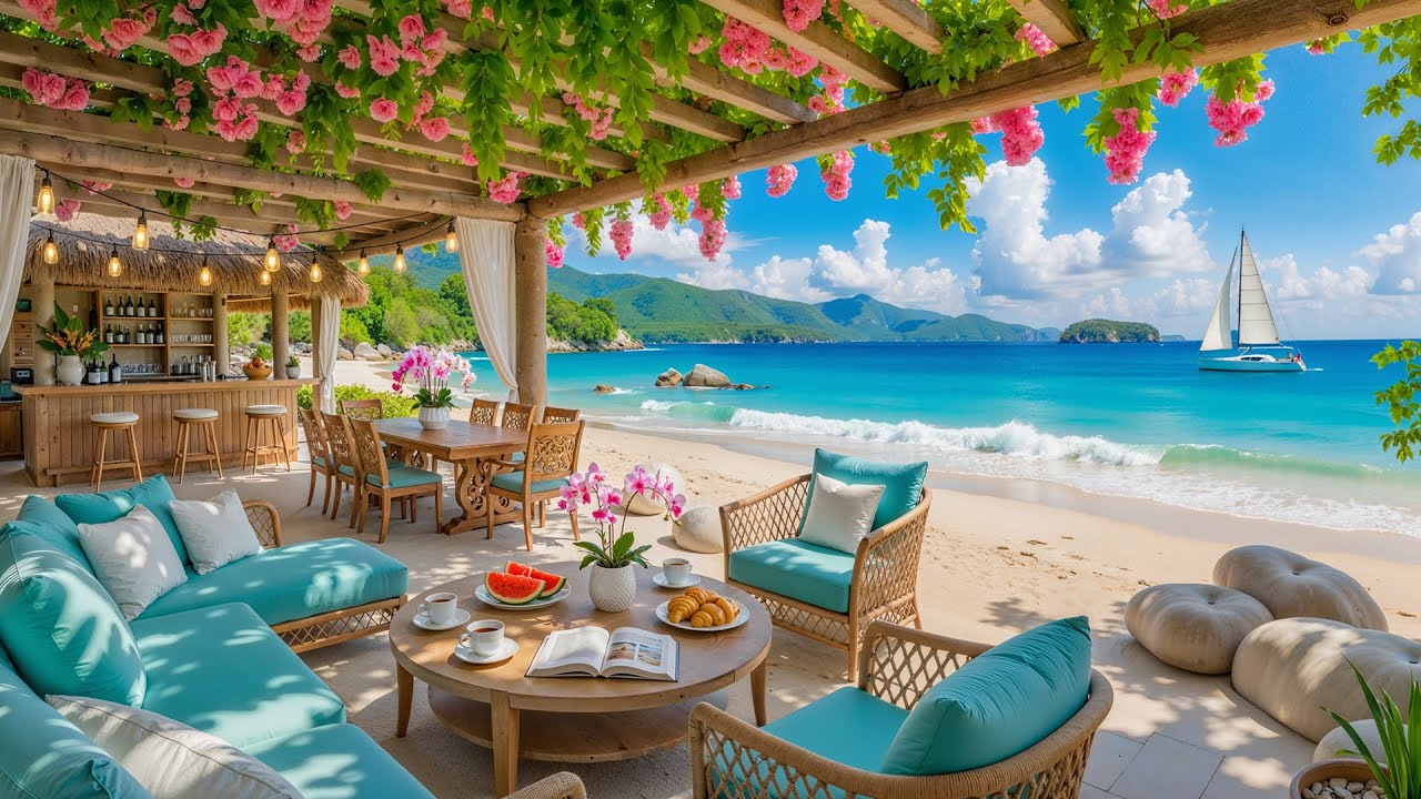 Прекрасный летний пляжный джаз ☀️ | Расслабляющий вид на океан | Спокойная джазовая музыка для хо...