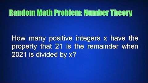 Random Math Problem: Number Theory