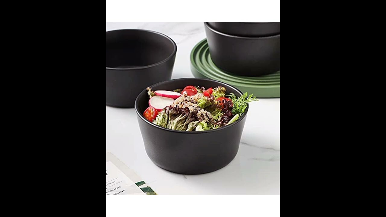 Stone Lain Coupe Dinnerware Set, Service For 8, Black Matte, 32 Piece