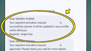 Your segment activation request is successfully placed It will be updated in your profile within