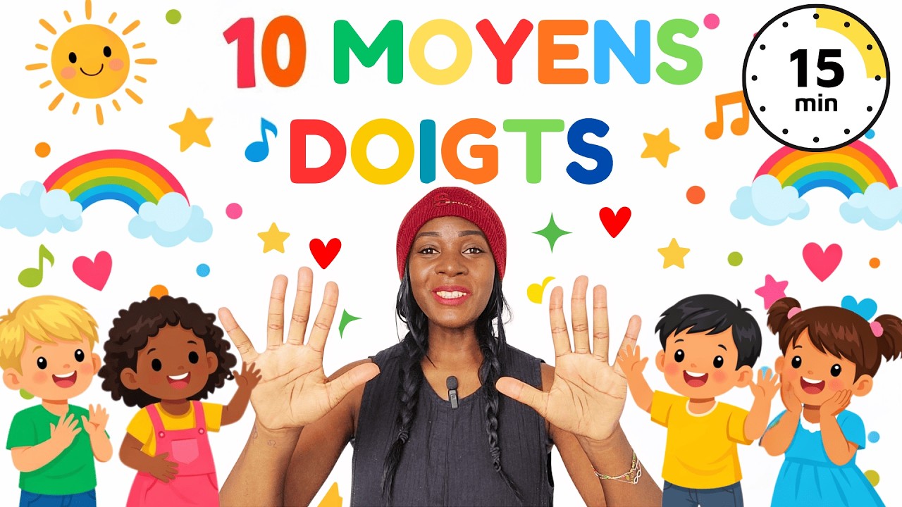✨ 👋🏻👋🏽👋🏿 10 Moyens Doigts | Comptine à gestes pour enfants 🌍🎶 Chanson éducative 2-5 ans ✨