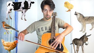 Animal sounds on acoustic guitar (w/bow)