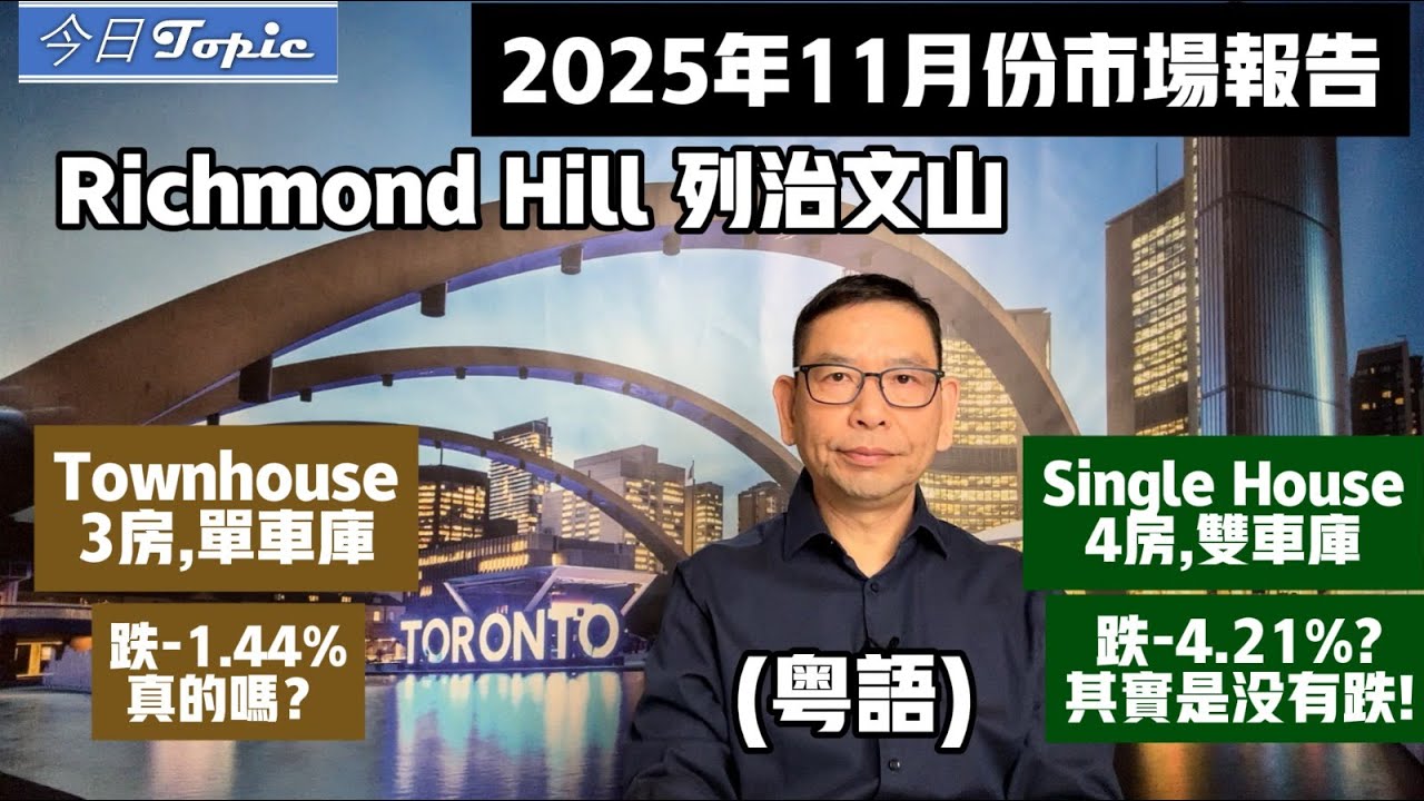 (粵)11月#安省#列治文山 #3房鎮屋房跌1.44%,獨立屋跌4.21%,真的嗎?但經過我分析後發現沒有跌呀, 不信任你的經紀,你會買貴房的#25年11月R.H市場報告#案例分析 #多倫多地產經紀