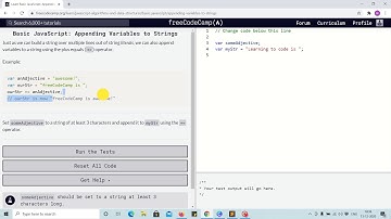 Lesson 29 - Appending variables to string - freecodecamp Lessons