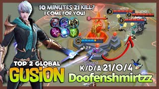 The Fastest Killing Machine! Doofenshmirtzz Top 2 Global Gusion ~ Mobile Legends