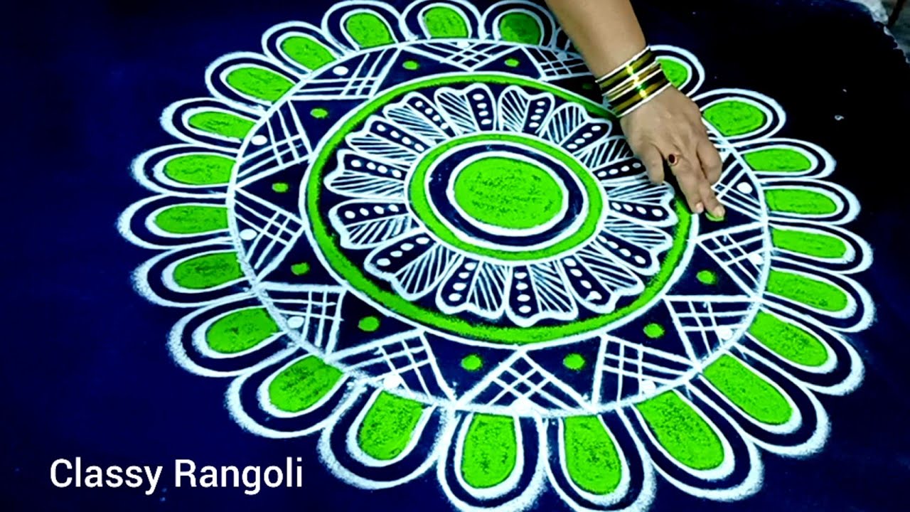 Creative rangoli design / Festival rangoli design / Free Hand rangoli ...