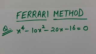 This video will help to solve questions on biquadratic equation by
ferrari method in which the cubic part is zero.