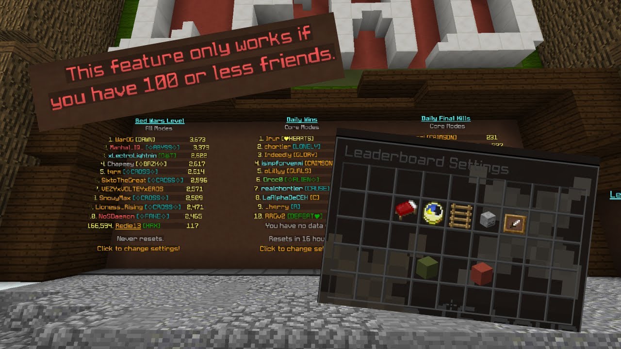 Hypixel Leaderboard and Friends update - YouTube