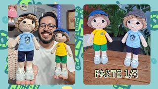 Boneco Amigurumi Passo A Passo - Boneco Miguel - Tiago Amigurumi (Parte 1/3) SEM COSTURAS