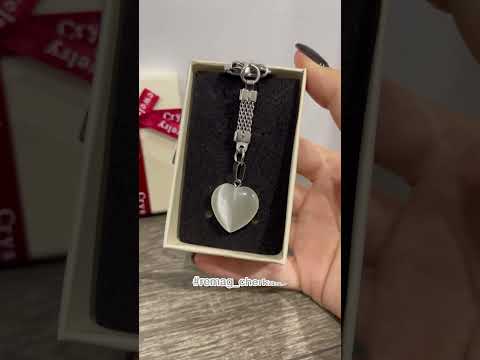 Натуральний камінь Котяче око - Улексит кулон у формі серця в подарунковій коробочці різні кольори на вибір, видео 4