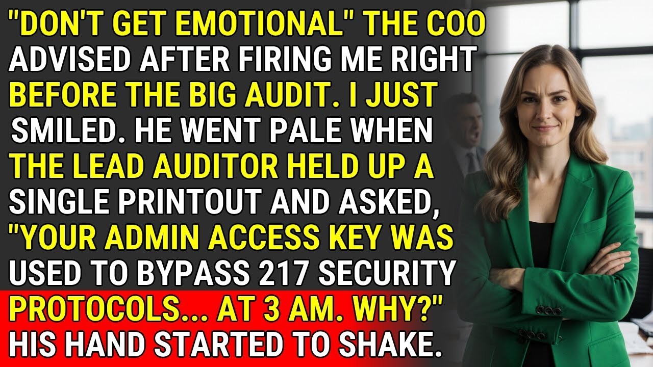 I got fired three days before the biggest audit of my career, and the guy who did it thought he’d erased all the evidence. He didn’t know I’d programmed the system to scream his name every time he...