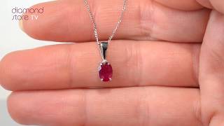 FER24-TY - Ruby 7 x 5mm 18K White Gold Pendant Wealth