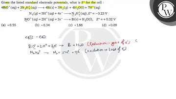 Given the listed standard electrode potentials, what is \( E^{\circ} \) for the cell : \[ \begin...