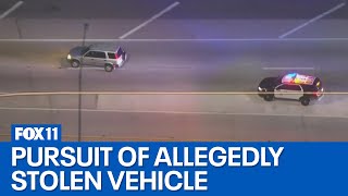 Police chase: authorities in pursuit of allegedly stolen vehicle