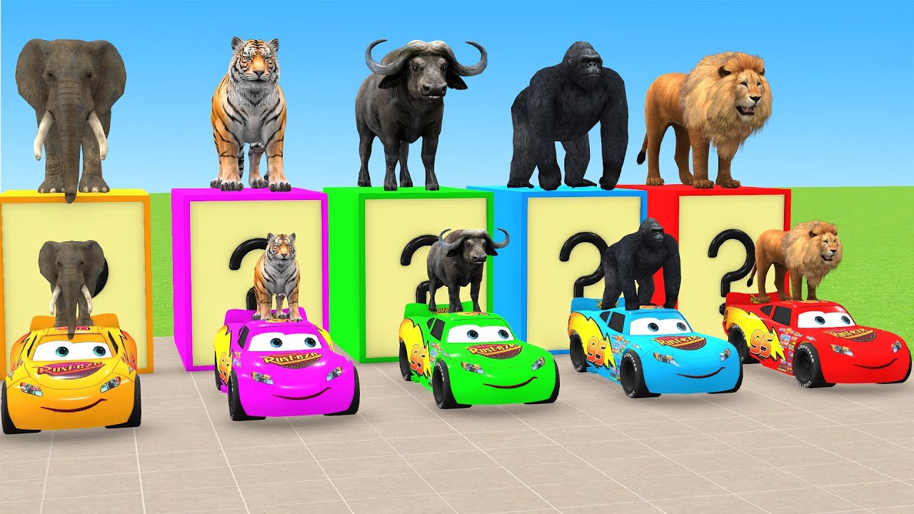 Long Slide Game With Cow Elephant Gorilla Hippopotamus Tiger 3d Animal Game Funny 3d Animals