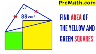 Can you find area of the Yellow and Green Squares | math | maths | geometry