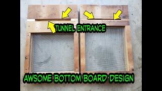 New design bottom board with an entrance roof to protect the bees