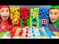 ASMR MUKBANG for Superheroes Color food challenge 그린 블루 푸드 챌린지 Blue vs Green dessert HUBALAND