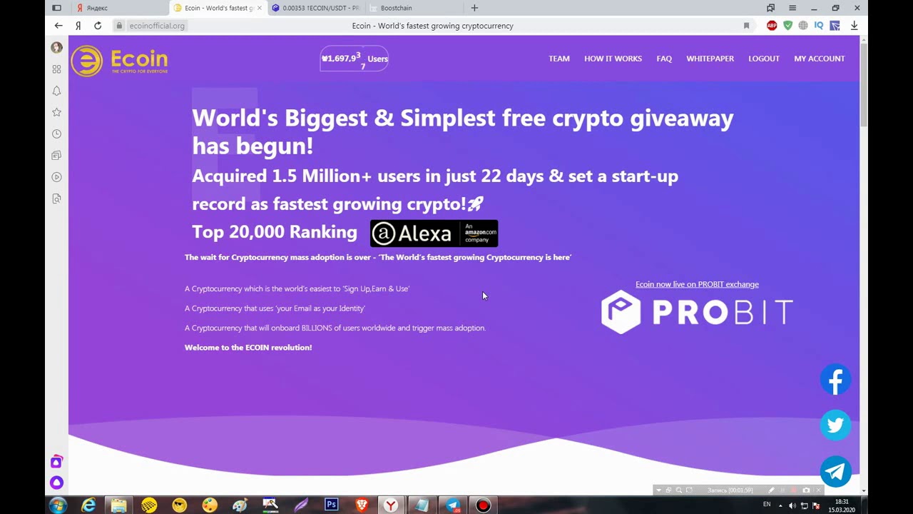 Ecoin & Boostchain - Новые актуальные проекты Airdrop с раздачей ценных монет!