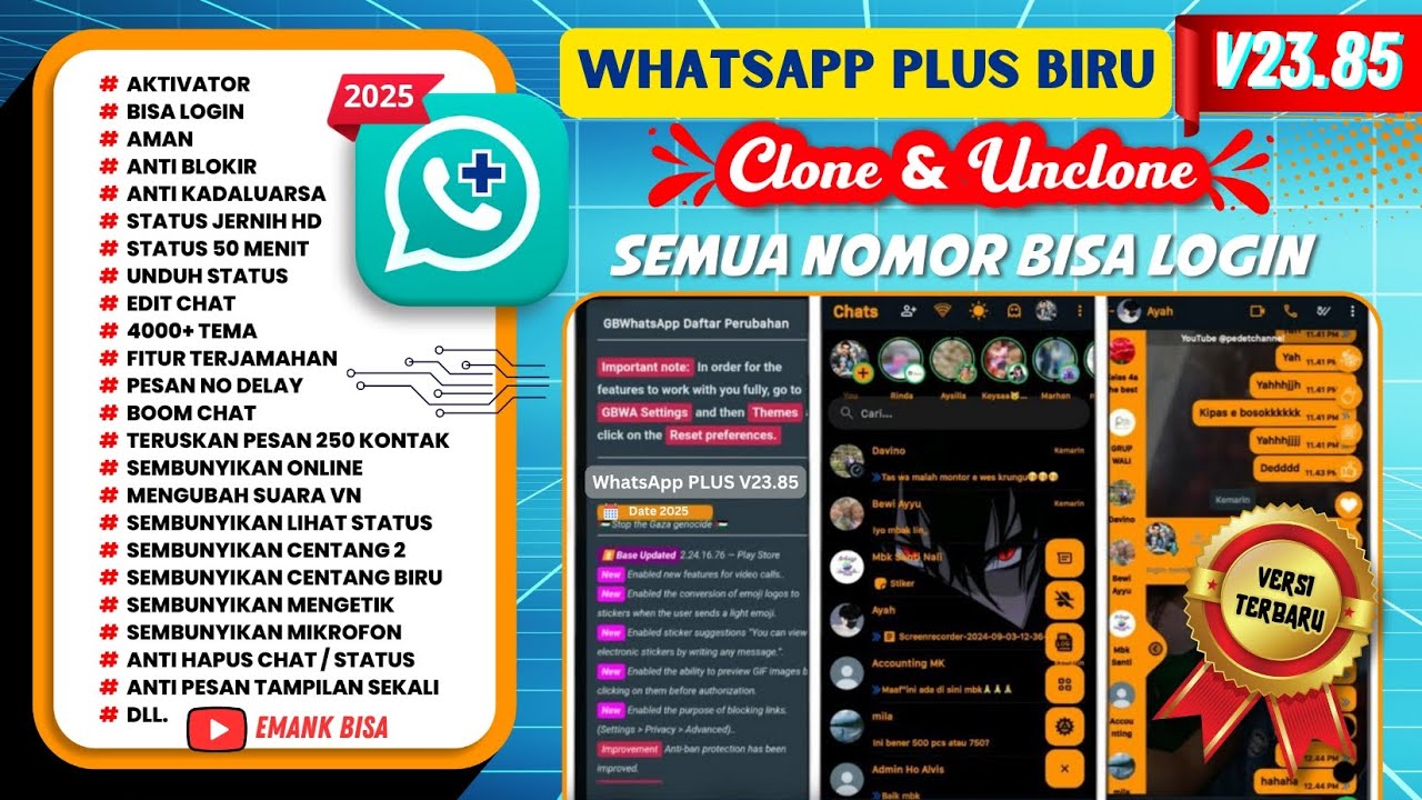 whatsapp plus 23.85 update versi terbaru bulan ini 2025 | wa plus | whatsapp mod versi terbaru 2025