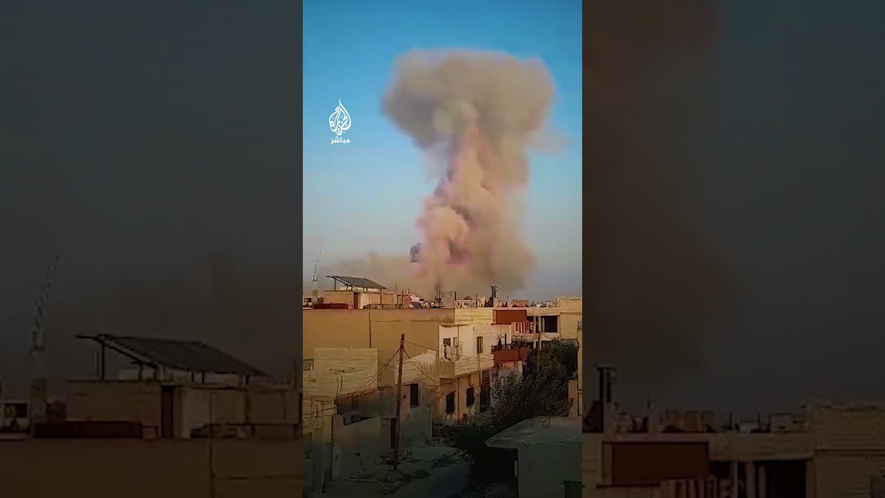 غارة إسرائيلية تستهدف أبنية سكنية في محيط المنطقة الصناعية في بلدة القصير بحمص، سوريا