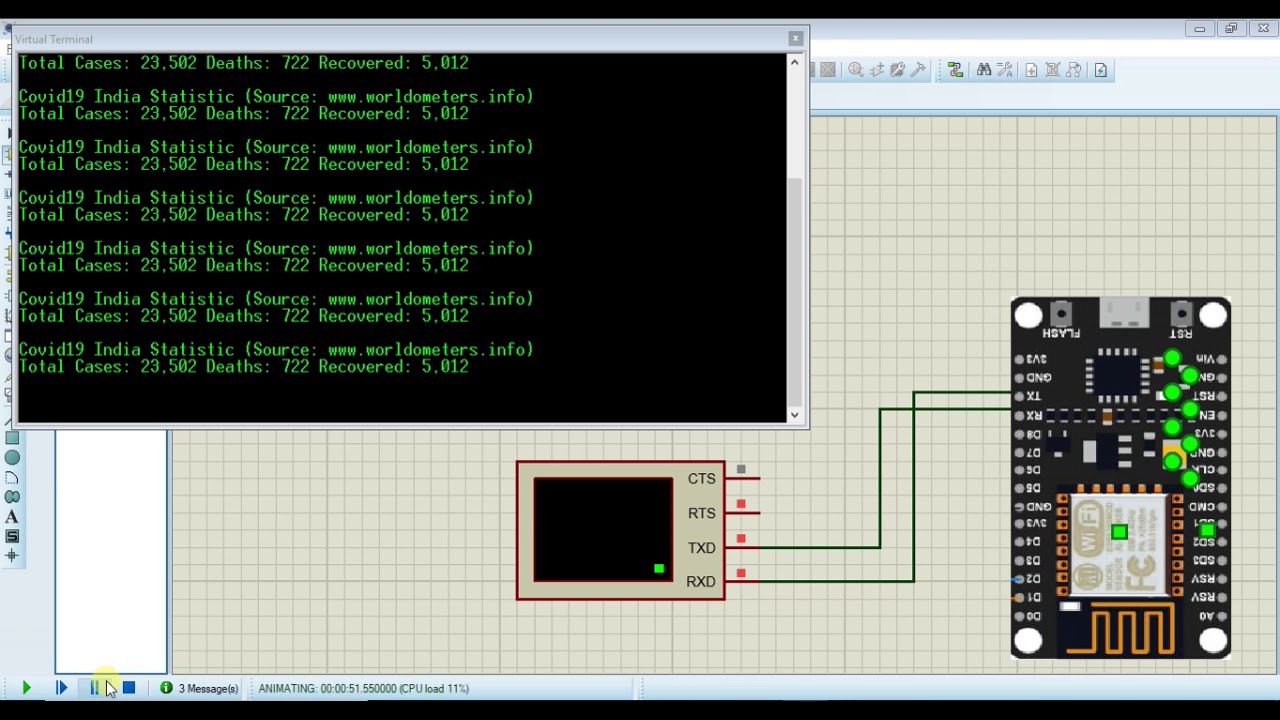 Covid 19 Coronavirus Real Time Monitoring Using Esp8266 Simulation In Proteus Country Wise Youtube