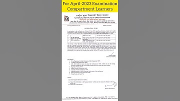 For April-2023 Examination Compartment Learners !! pay October-2023 examination without late fee