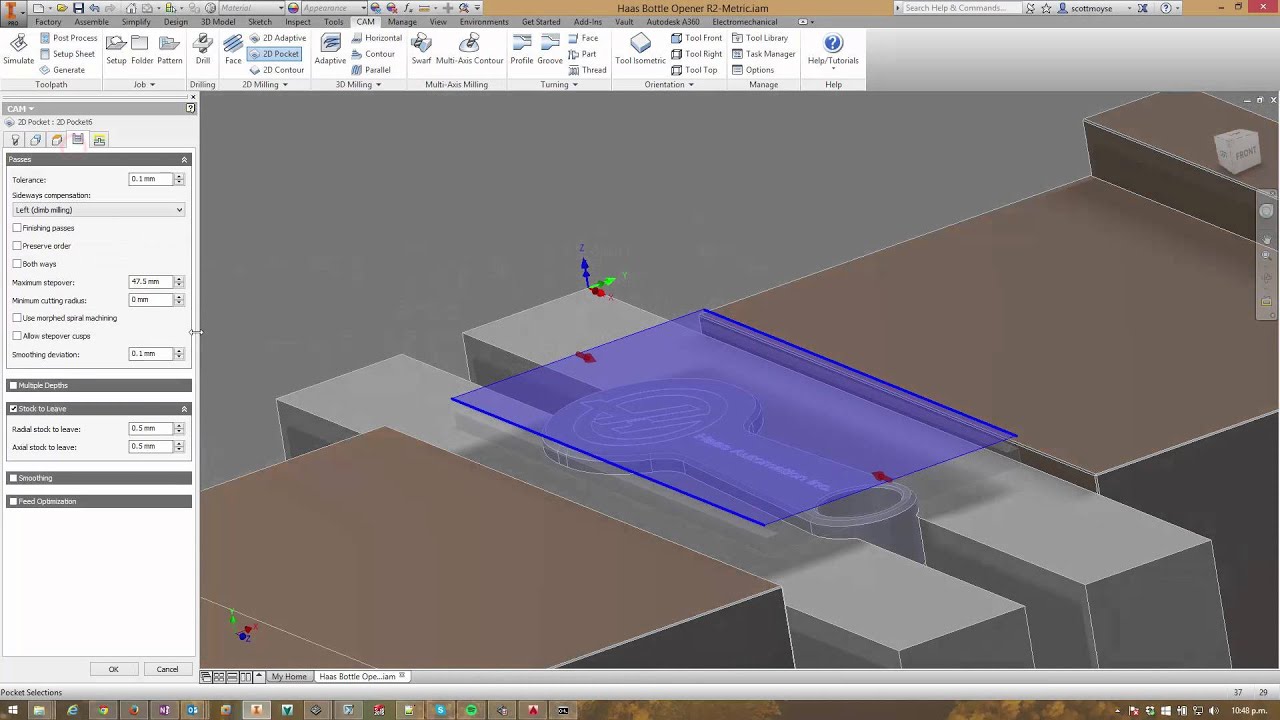 Autodesk Inventor HSM - Facing using an open pocket - YouTube