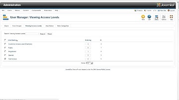 Delete Access Level in Joomla 2 5- web design Coimbatore Budnet