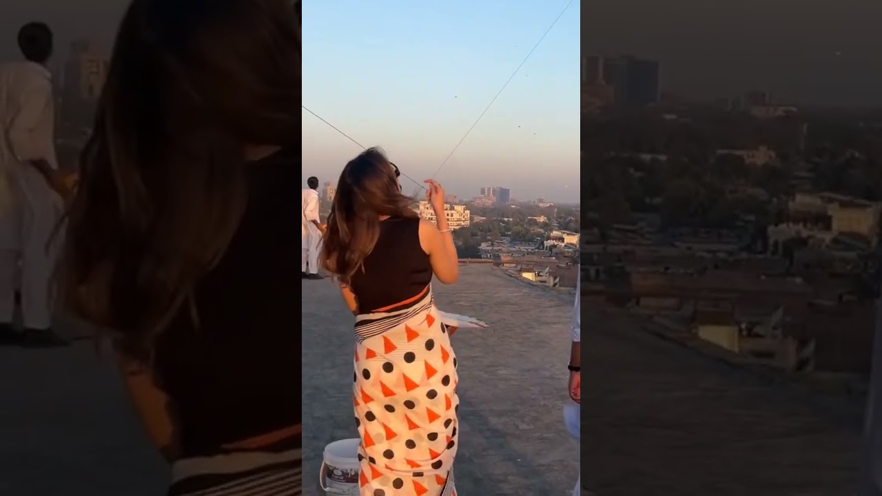 Madiha Naqvi flying kite in saree 