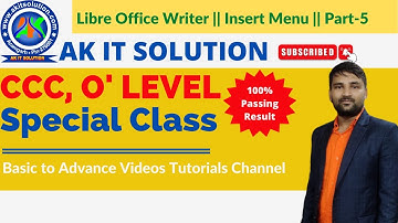 #15 Insert Menu in Libre Office Writer in hindi part 5