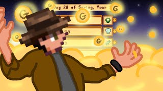 Selling everything I earned at the end of the season in Stardew Valley