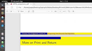 Programming, data structure and algorithms using Python: Previous week 5