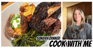 SUNDAY DINNER COOK WITH ME | BEEF BACK RIBS, BAKED POTATOES, CORN CASSEROLE & SAUTÉED BABY BROCCOLI