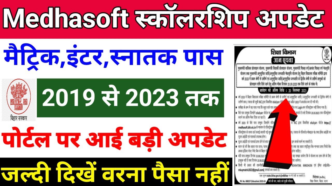 Medhasoft Portal New Update | Matric,inter,graduation scholarship last Date 2023 ,Scholarship update