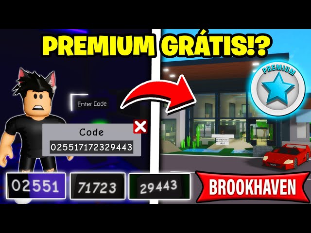 VAZOU!* ESTE CODIGO VAI FAZER VOCÊ GANHAR PREMIUM GRÁTIS NO BROOKHAVEN RP!!  (Roblox) 