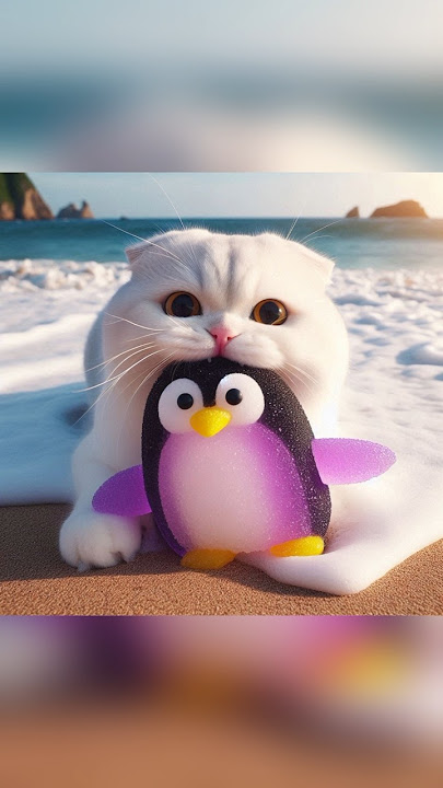 kucing lucu makan gummy pinguin burung hantu kura2 warna ungu #catcute #funny