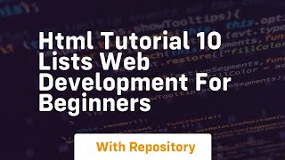 html tutorial 10 lists web development for beginners