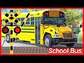 【スクールバスと踏切】★バス School bus ★ Fun railroad crossing animation / Railroad Crossing Anime for Kids