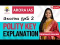 తెలంగాణ గ్రూప్ 2 POLITY KEY EXPLANATION | By Kiranmayi Madam | ARORA IAS