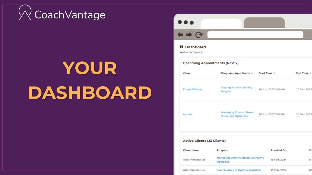 Your Dashboard | CoachVantage Tutorial - YouTube