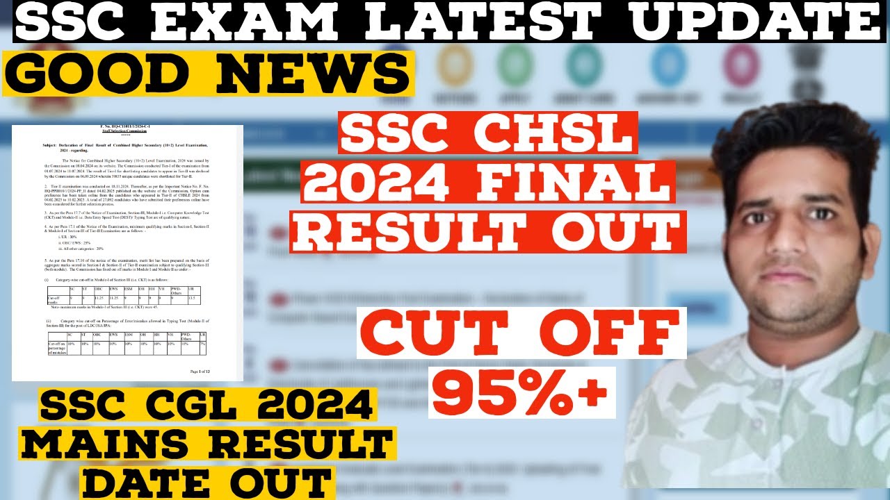 SSC CHSL 2024 Final Result Out 🔥 Cut off High 😱 95% + Cut off 😱 SSC CGL ...