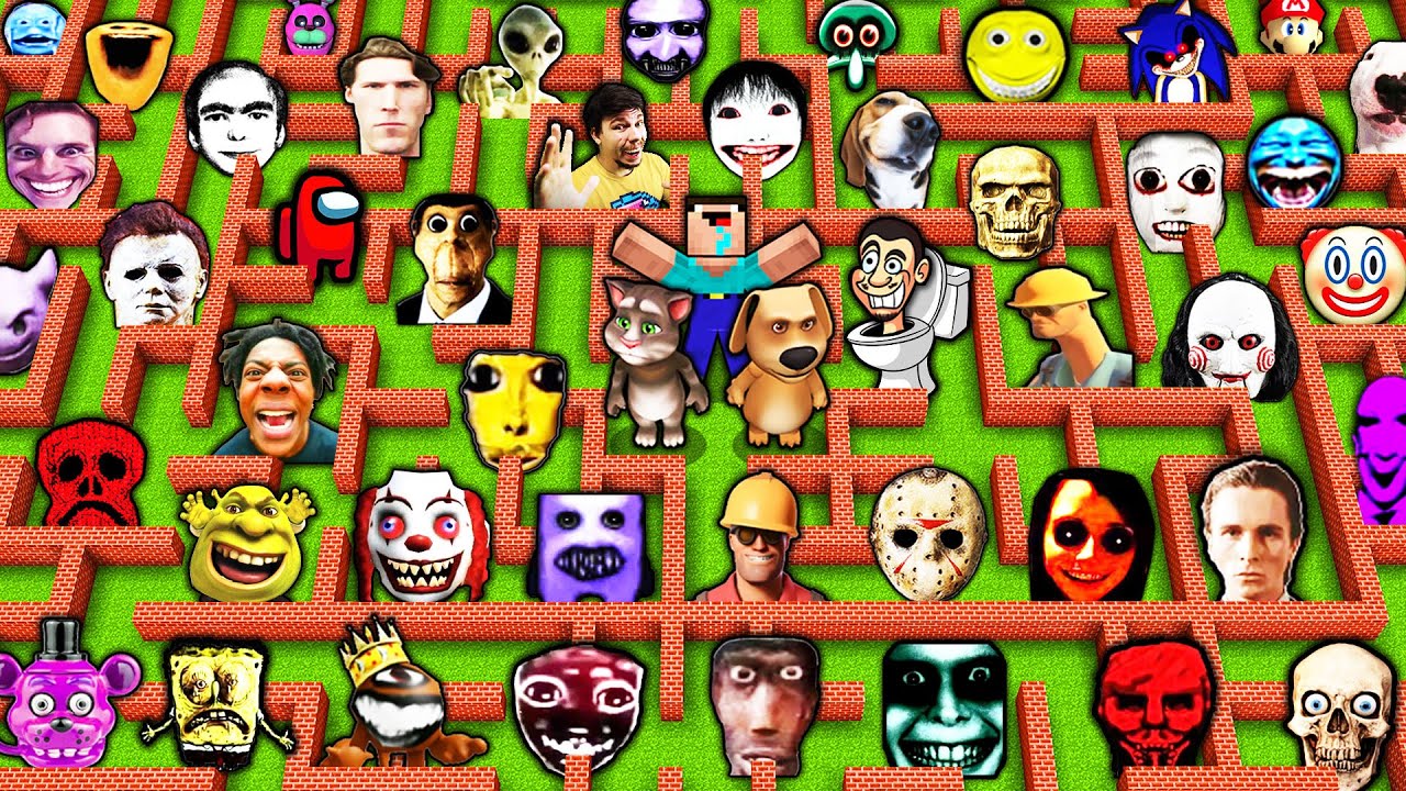 SURVIVAL MEGA MAZE with 1000 NEXTBOTS in MINECRAFT animation gameplay - coffin meme