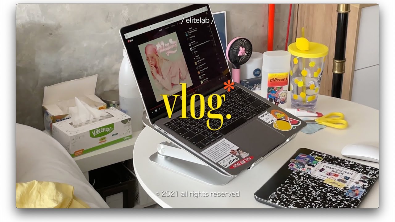 Vlog ep76 - laptop stand, home cafe, daily life, notion setup, Clear disc player #elitelab_