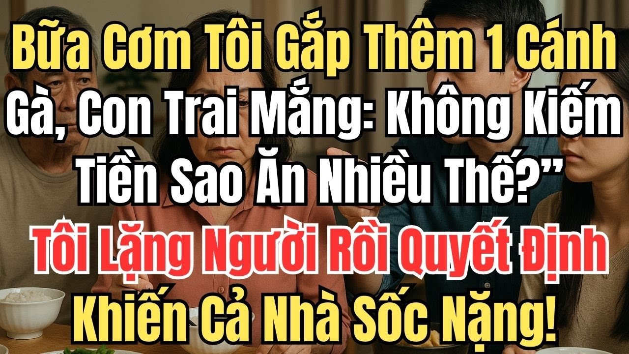 Bữa Cơm Tôi Gắp Thêm 1 Cánh Gà, Con Trai Mắng: Không Kiếm Tiền Sao Ăn Nhiều? - Tôi Lặng Người Rồi...
