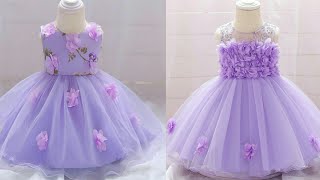 Purple baby frock design,purple baby frock ideas for girls,net frock Purple Party Dress. screenshot 5