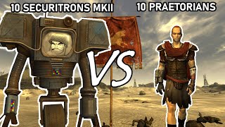 10 Praetorians vs 10 Securitrons MkII | Fallout New Vegas npc battles
